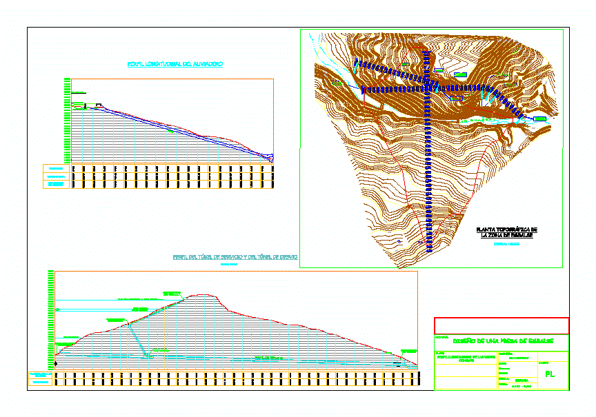 Earth dam design - tunnel profile and spillway