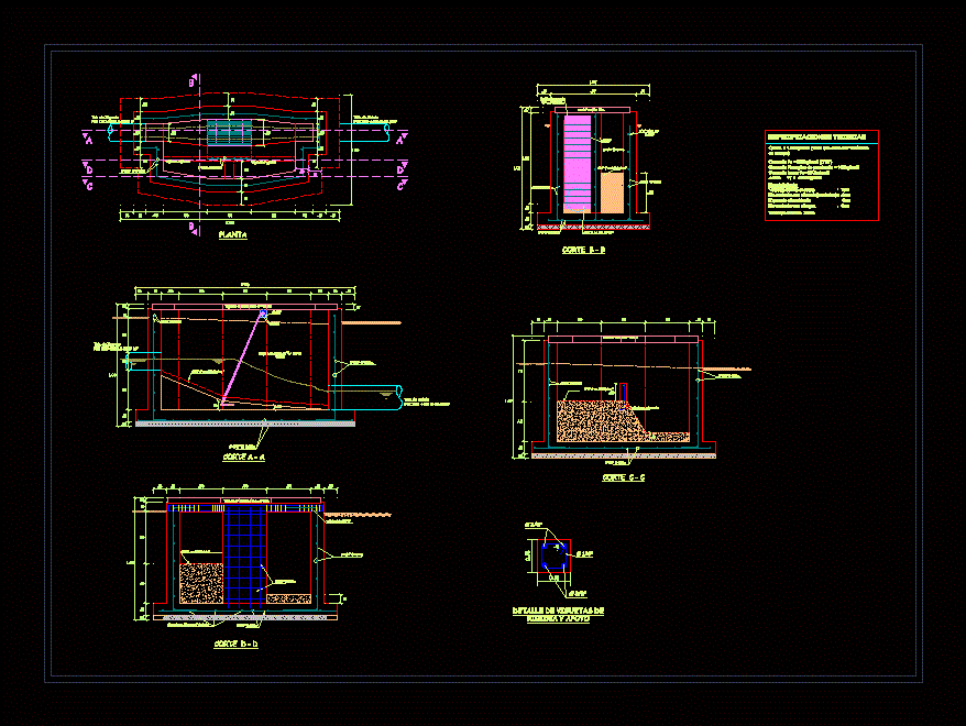 Camara de rejas planta de tratamiento dxf