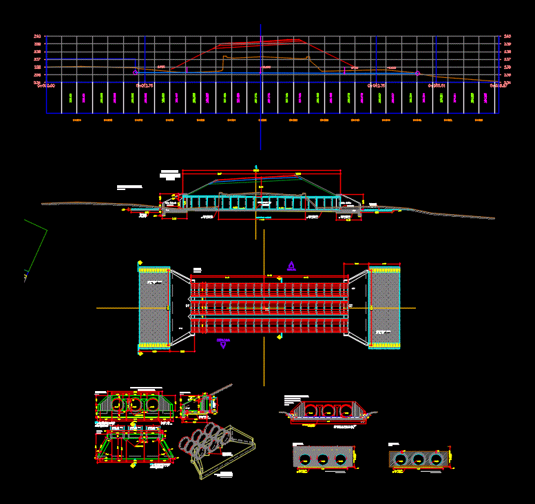 Alcantarilla transversal tubular triple