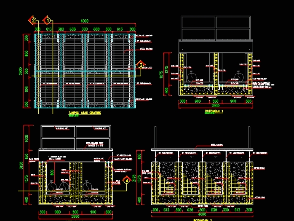 Box culvert with detail instaltion and grating