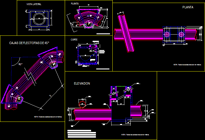 Caja deflectora a 45o