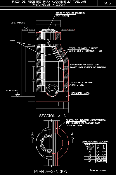 Pozo de registro para alcantarilla