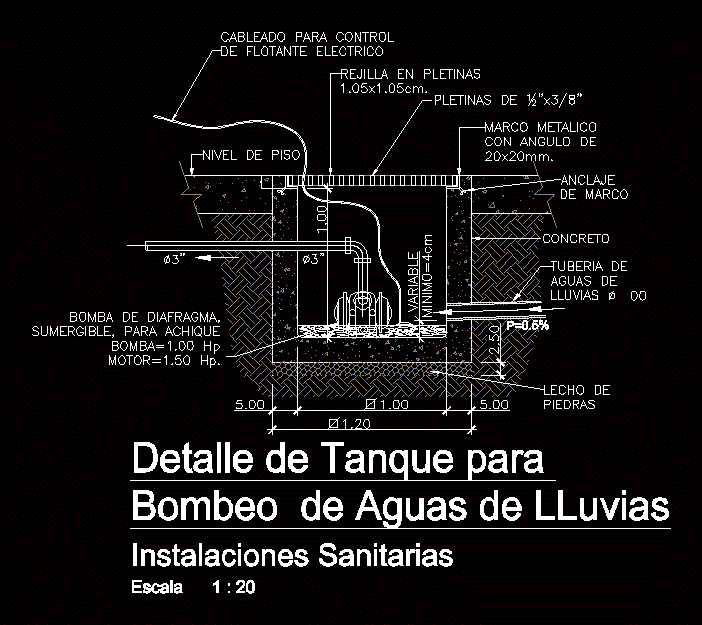 Tanque subterraneo con bomba de achique