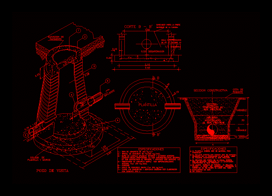 Diseno de pozo de visita y especificaciones