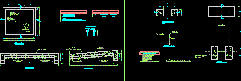 Detalhe de baden e sinal informativo