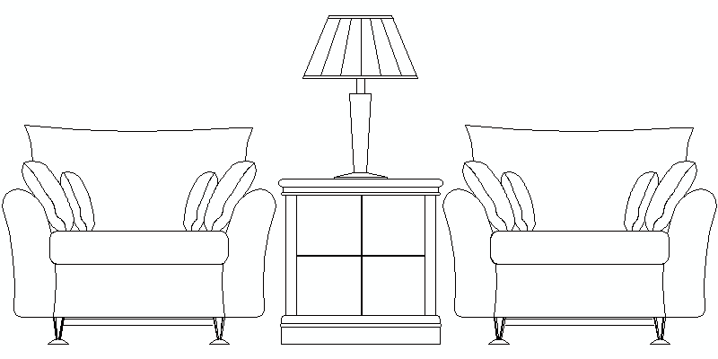 Set aus Sesseln und Beistelltisch mit Lampe