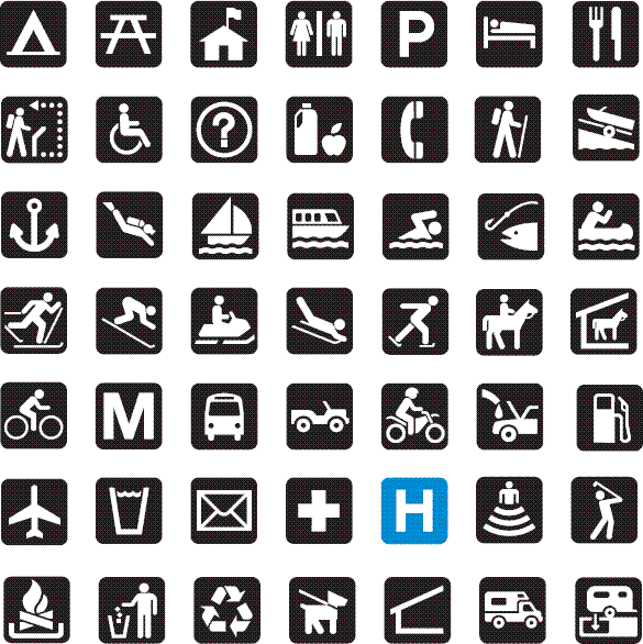 Símbolos de serviços do parque