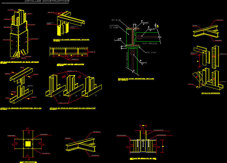Detalhes de montagem e estrutura metálica