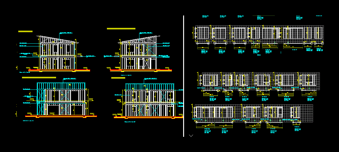Panelized detail of housing in steel frame