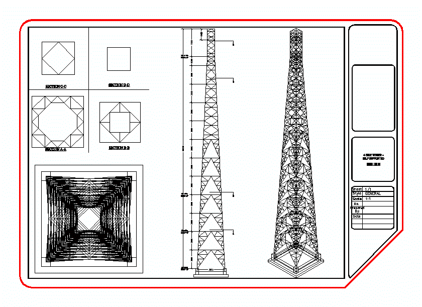4-seitiger selbsttragender Turm