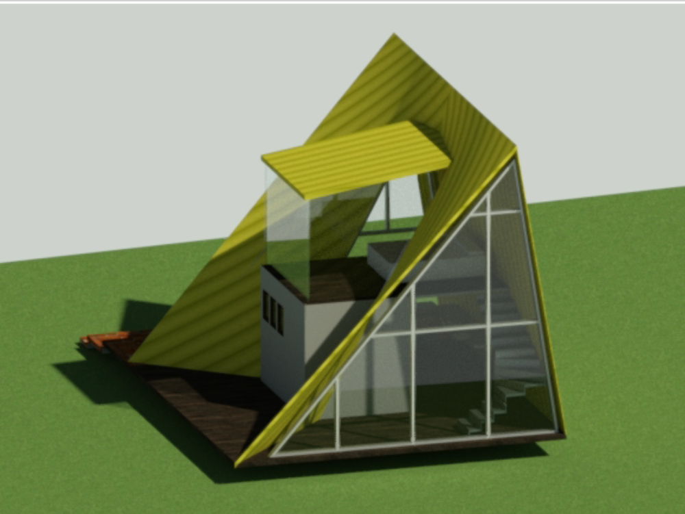Double height revit cabin with glass facade