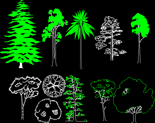 Verschiedene Blöcke mit 2D-Vegetation