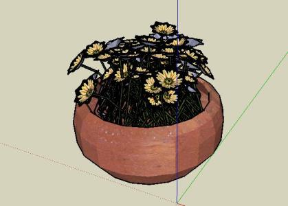 Flores y pote -. sketch up componente