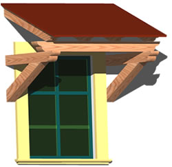 3d window - eaves with wooden frame