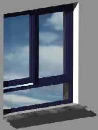 Fenster 150 x 150 (unten feststehend) in 3D