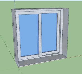 Aluminum window - double glass - 3d