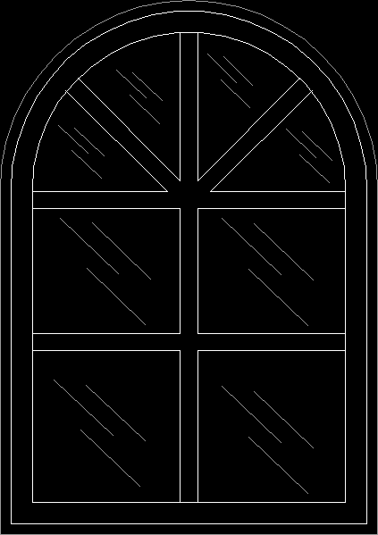 Arch type window 2 sheets of 100x160 cm