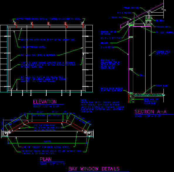 Bay Window Detail In DWG (26.92 KB) | CAD library