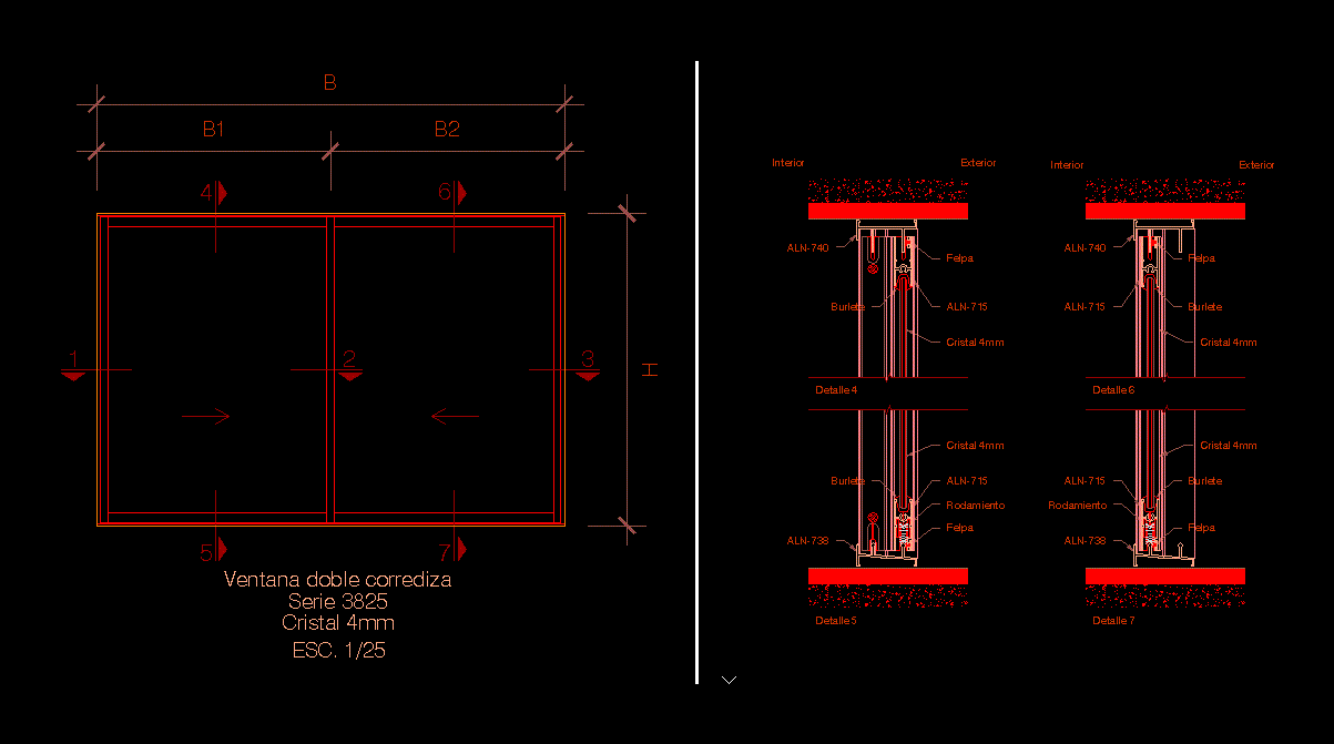 Ventana doble corrediza serie 3825