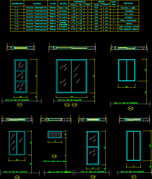 Planilla de aberturas de ventanas