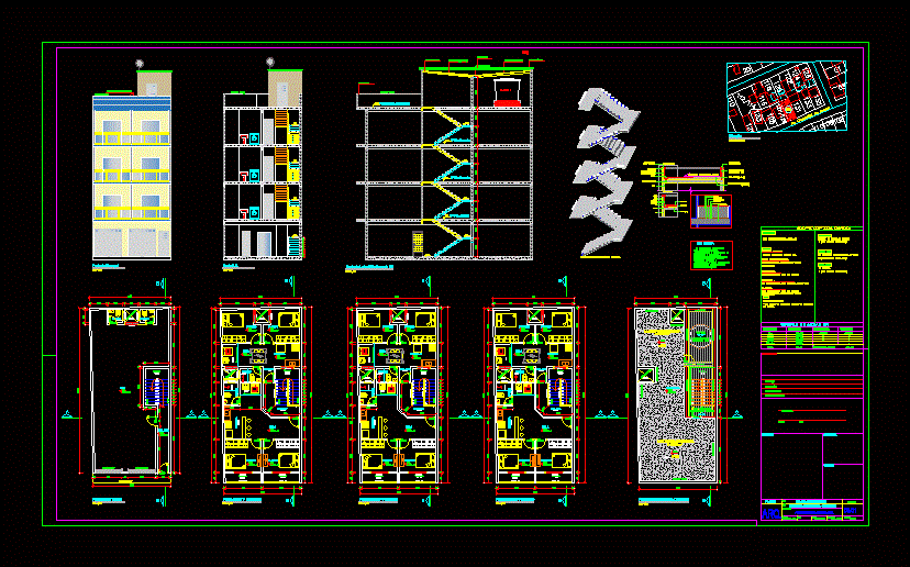 Proyecto arquitetonico de un edificio comercial y residencial