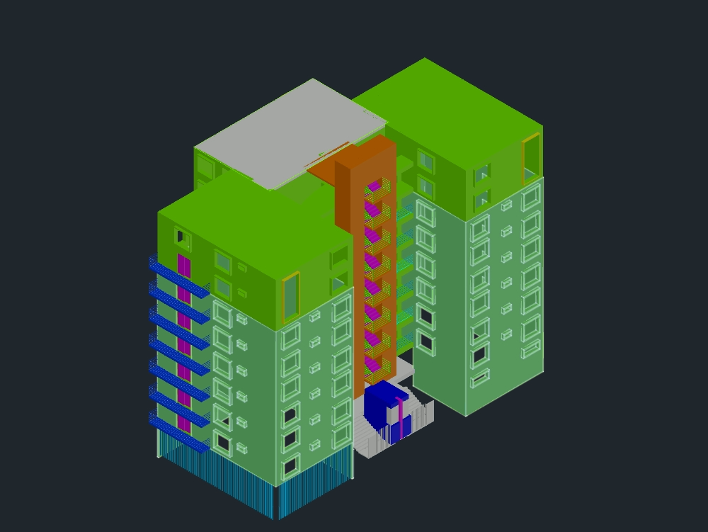 Conjunto Residencial Moderno en 3D