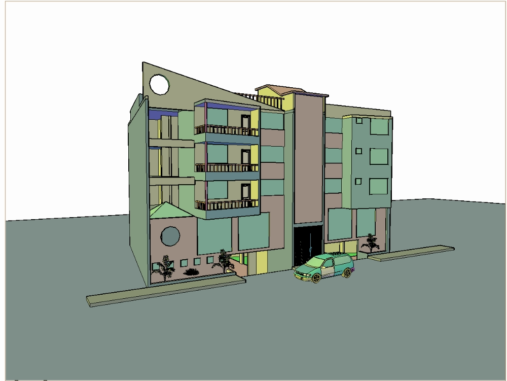 Edificio Moderno de Departamentos 3D
