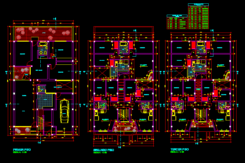 Vivienda multifamiliar de tres niveles