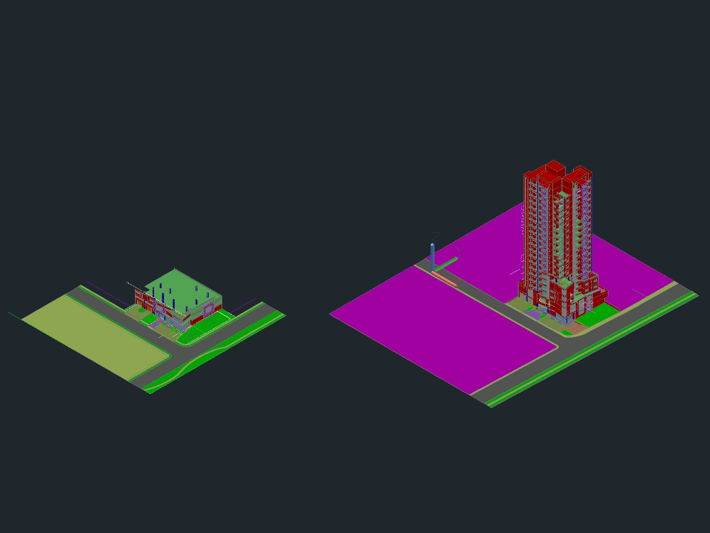 3D-Modell eines Mehrfamilienhausgebäudes