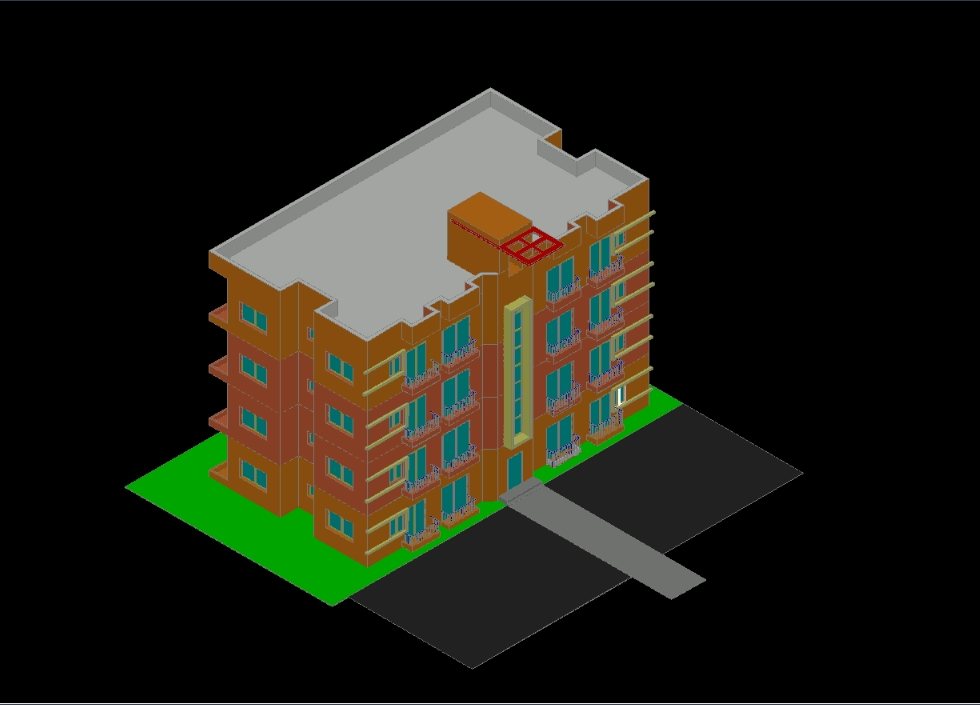 Render 3D de Edificio Multifamiliar