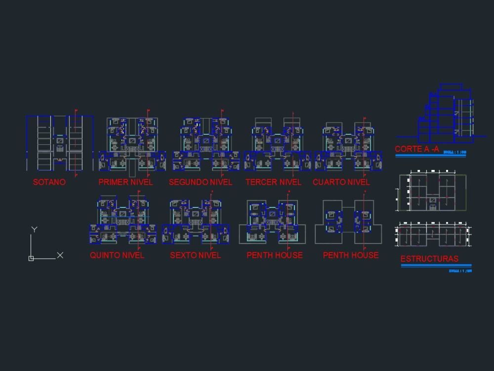 Planos de Edificio Multifamiliar de Seis Niveles