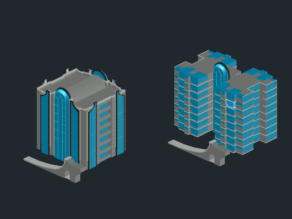 Torre Residencial Moderna 3D