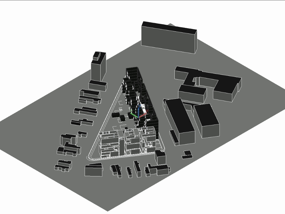 Modelo 3D de Edificio Residencial en Contexto Urbano