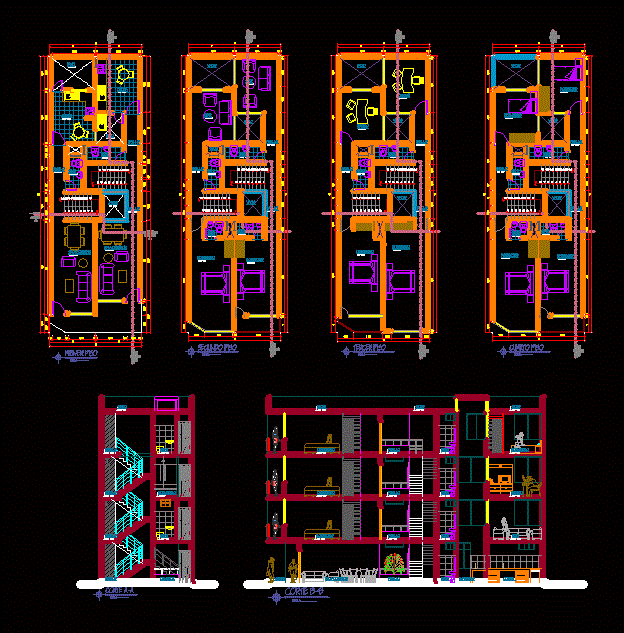 Vivienda multifamiliar con frente de 6*18