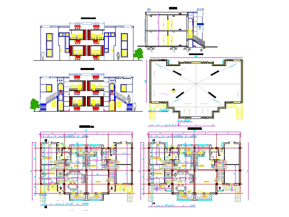 Planos de Vivienda Multifamiliar de Dos Niveles