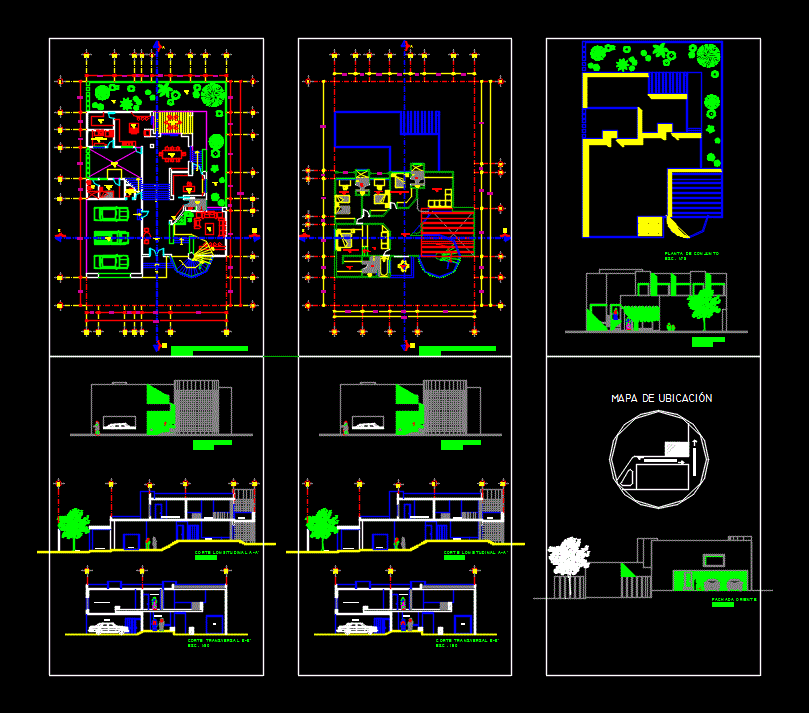 Vista superior arquitectonica tipo medio alto 2 niveles