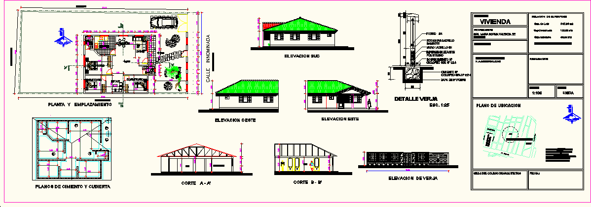 Plano de Vivienda Unifamiliar con Emplazamiento