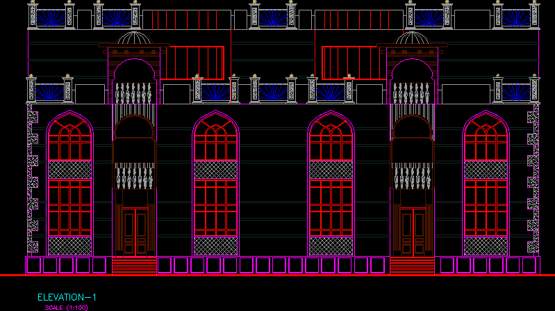 Elevacion con detalles arabes