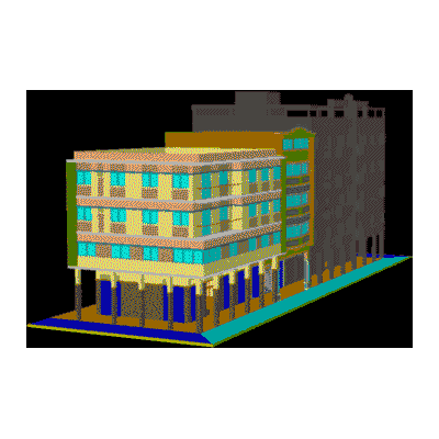 Manzana de vivienda 3d