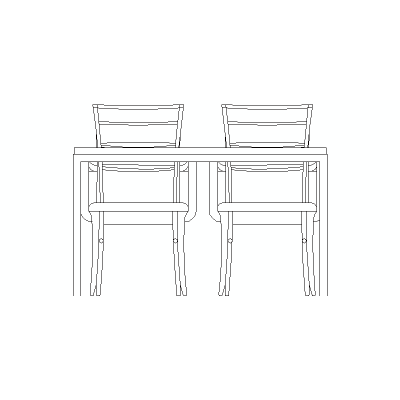Mesa Con Dos Sillas En Alzado Frontal