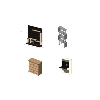 Estanteria; repisas y escritorios revit