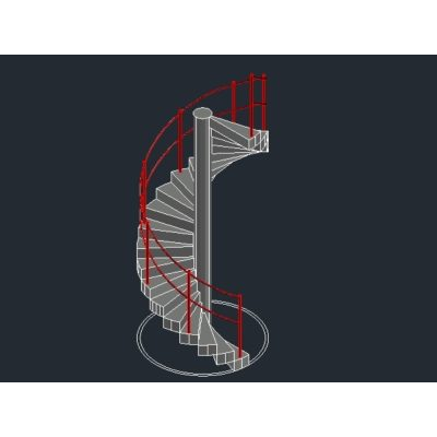 Escalera de caracol 3d con barandillas.