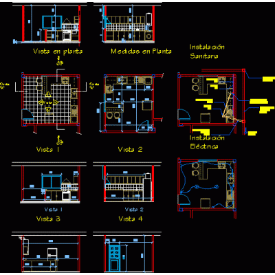 Plano detalle de cocina