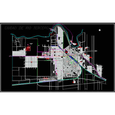 Plano de la ciudad de rio tercero-cordoba-argentina
