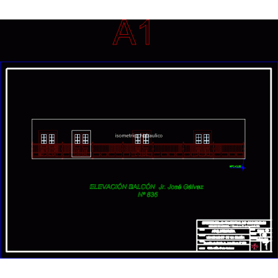 plan d'élévation d'un balcon