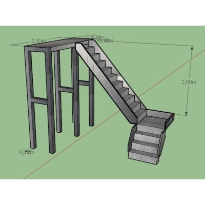 Escalera metalica de dos tramos en l
