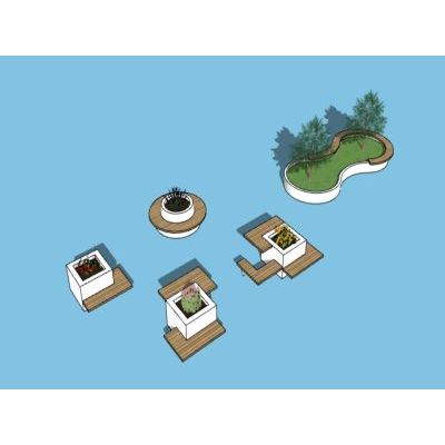 Mobiliario urbano 3d en sketchup