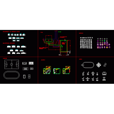 Conjunto de Bloques CAD: Balustradas, Piscinas, Canchas y Más
