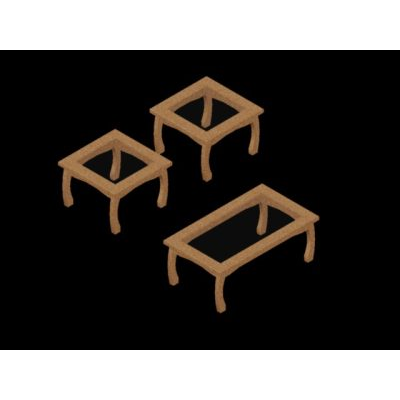 Set of Glass and Wood Tables