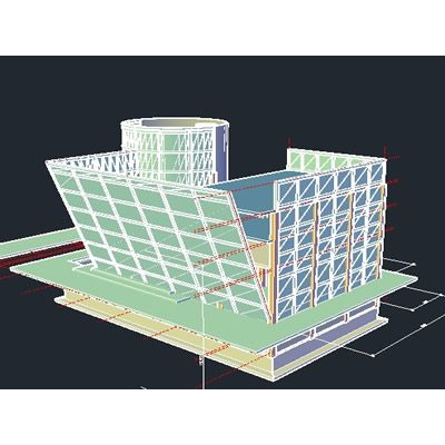 Futuristic Building with Glass Tower